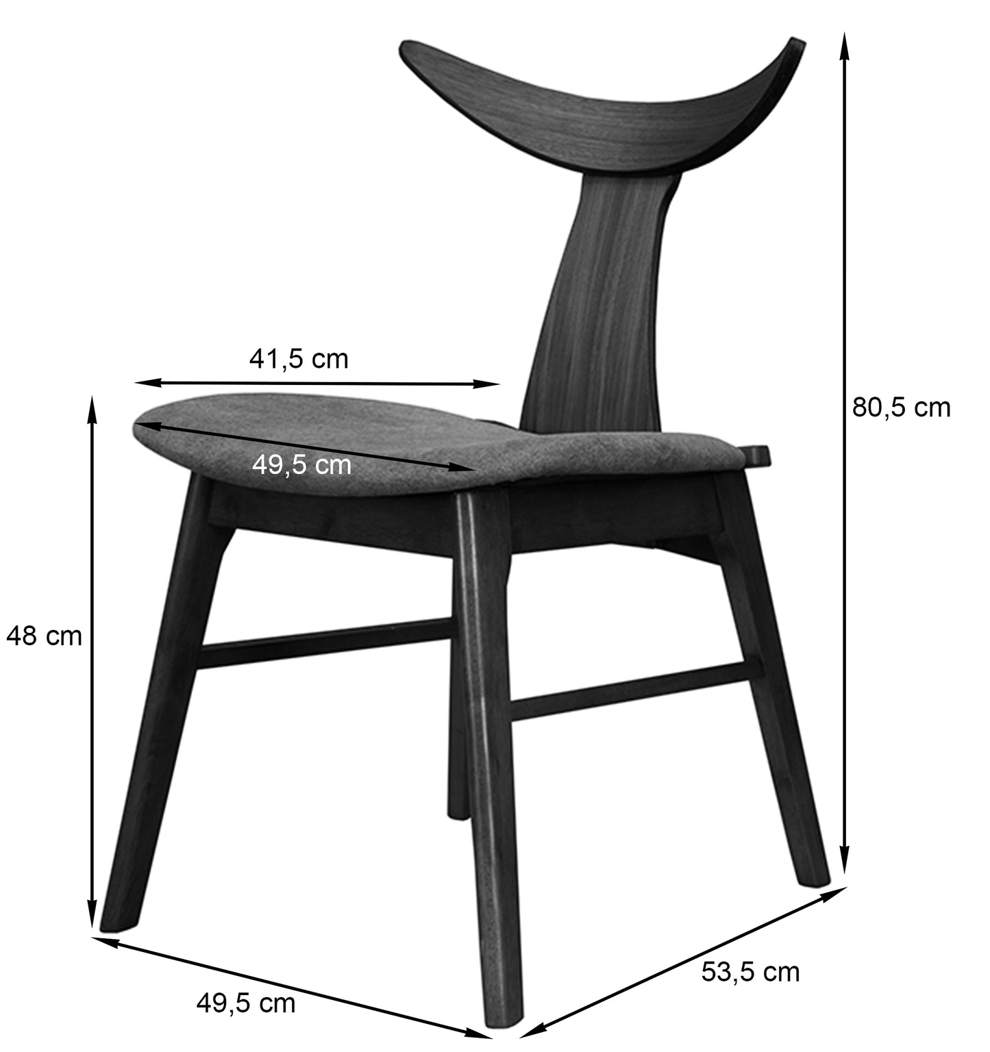 Krēsls Henris 80/49/53 cm rieksts/latte - N1 Home