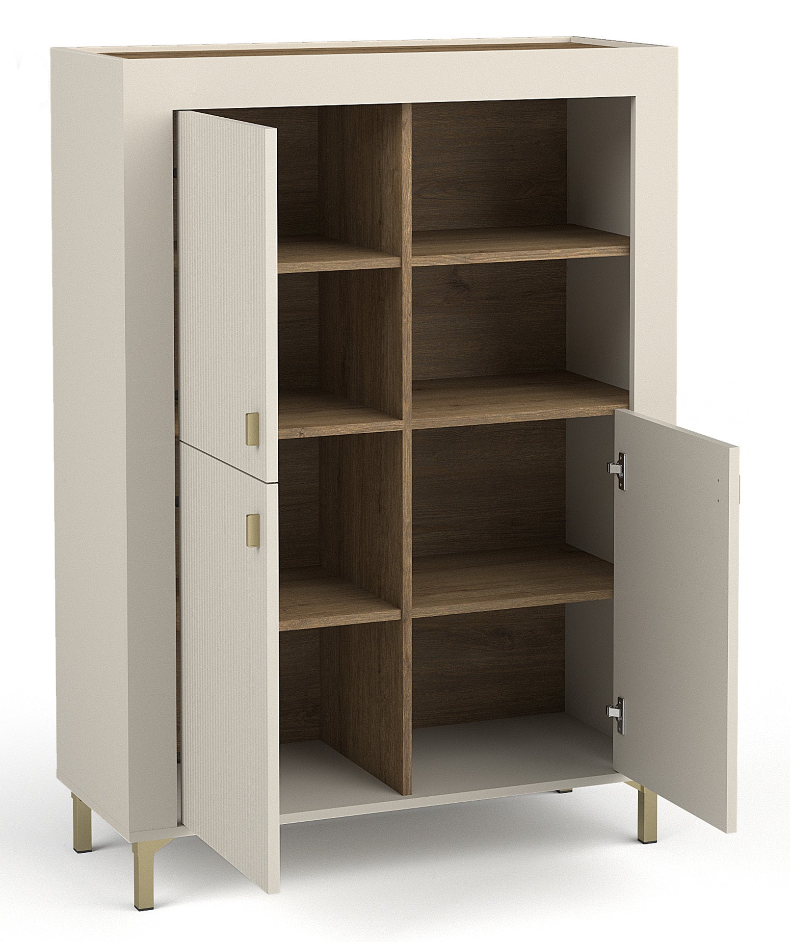 Vitrīna Lamos 96/135/39 cm bēšs/zelts - N1 Home