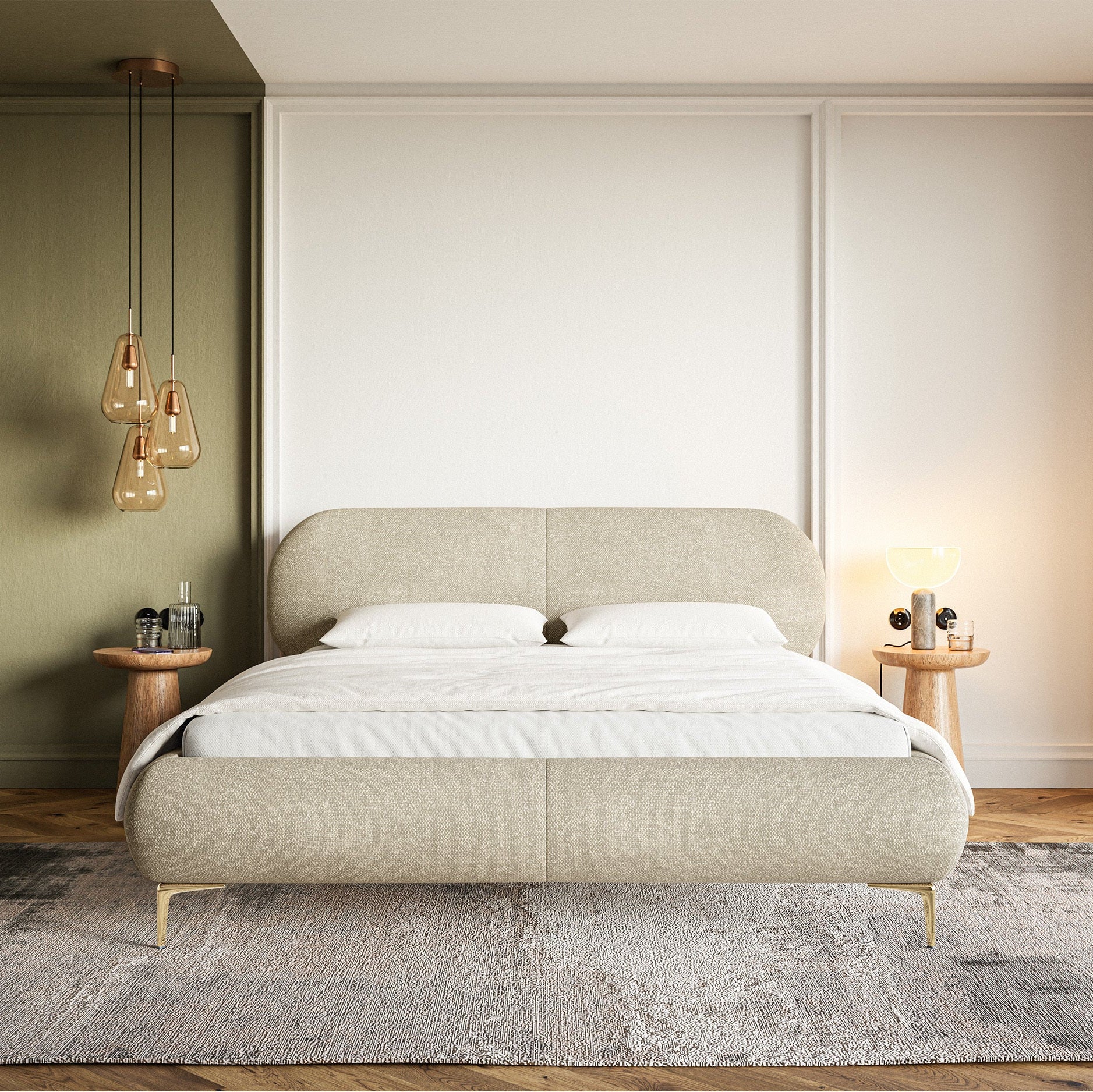 Gulta Valeo 140/160/180x 200 cm Melody 13 (Agmamito), zelta kājas - N1 Home