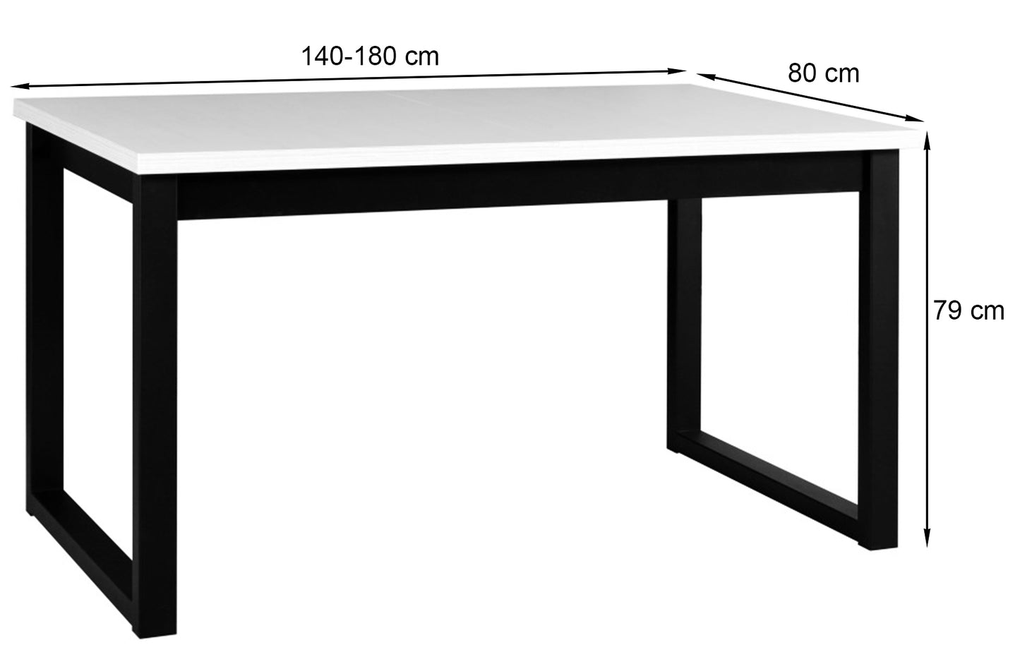 Galds Itama 140-180/80/79 cm melns/balts - N1 Home
