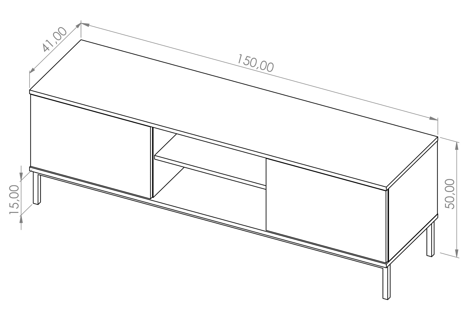 TV skapis Polka 50/150/41 cm balts - N1 Home