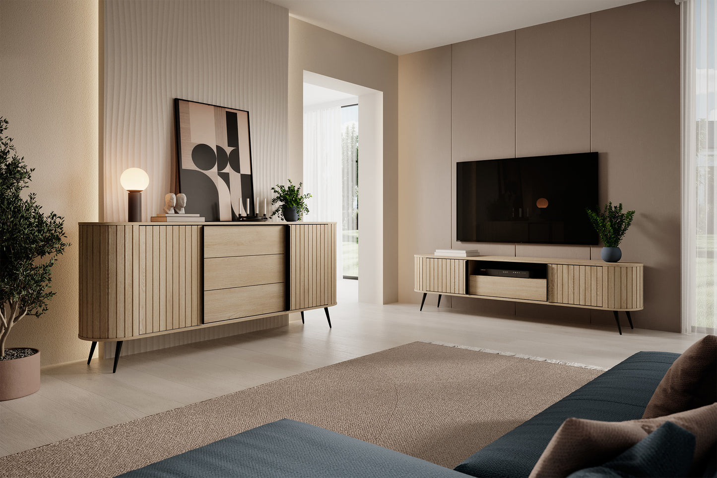 TV skapis Lavas 51/196/40 cm Kremonas ozols