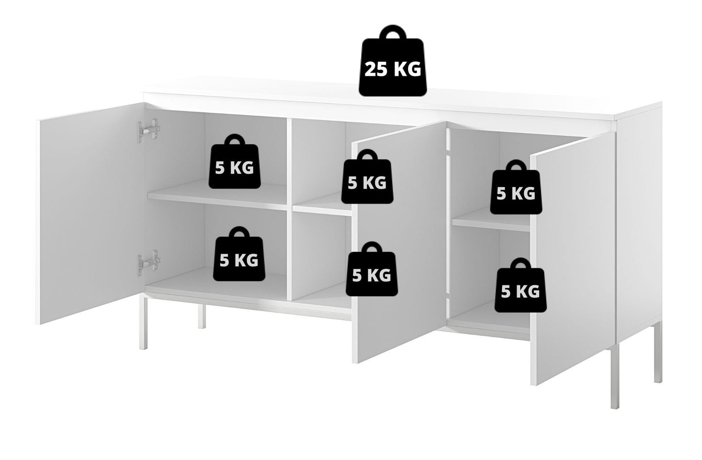 Kumode Bommo 150/77/35 cm melns/melns