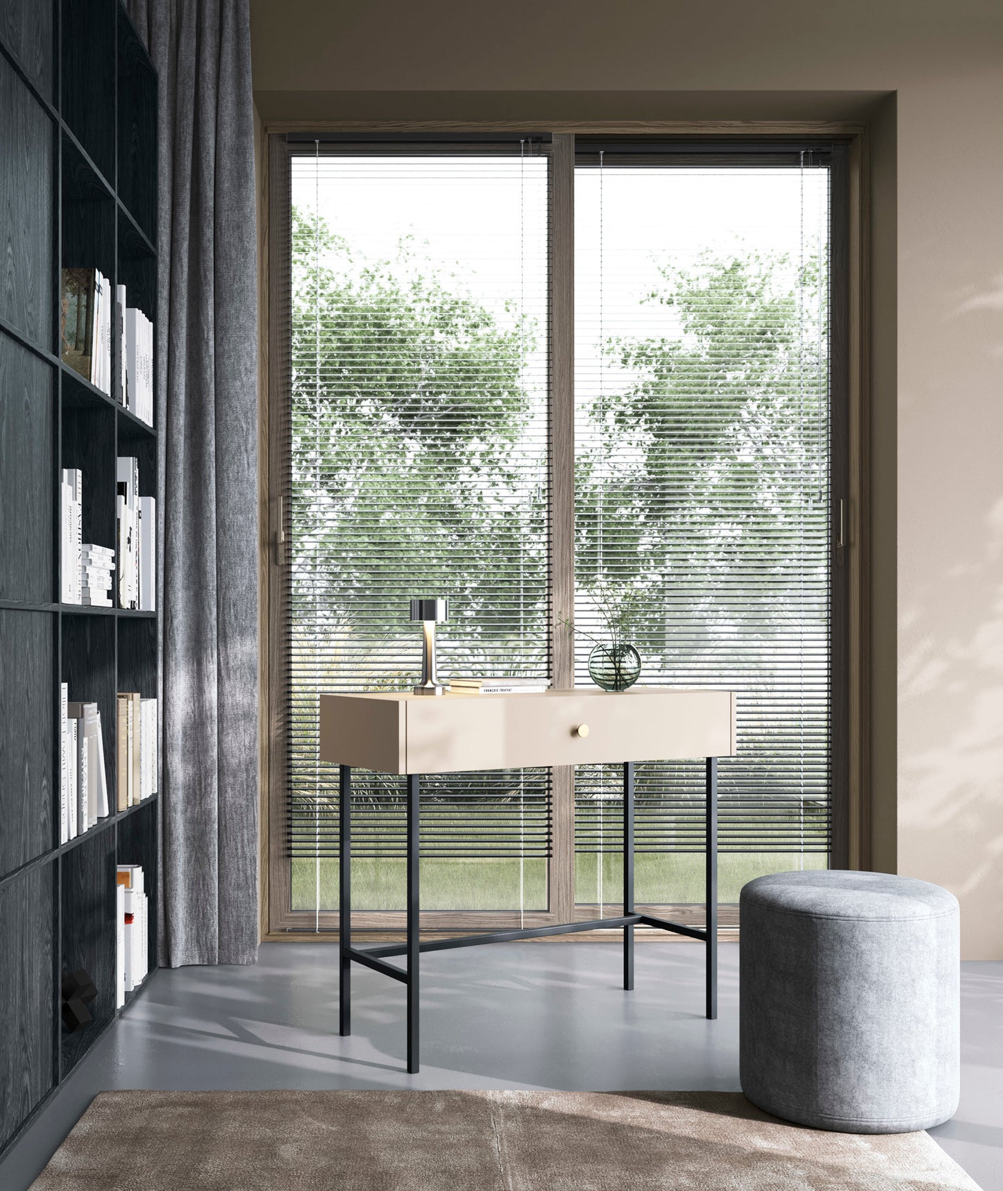 RENOS Tualetes galdiņš ar atvilktni, 93 cm, pelēks bēšs - N1 Home