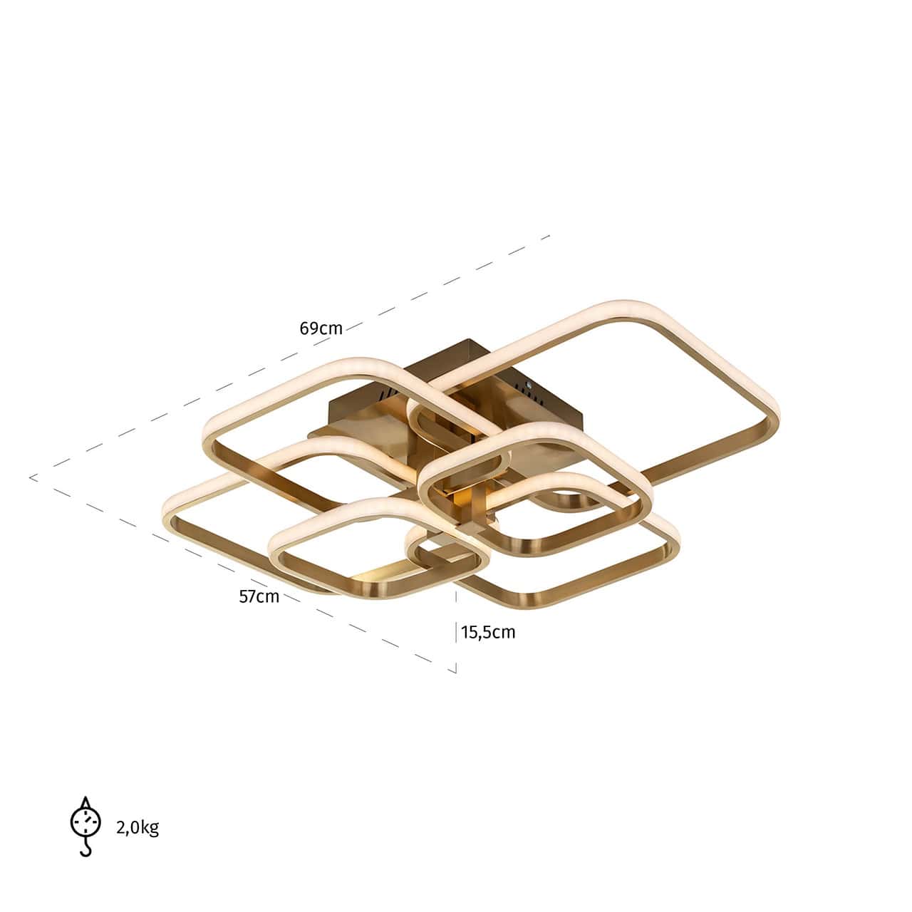 Griestu lampa Cailey Richmond Interiors 57/69/15,5 cm zelts