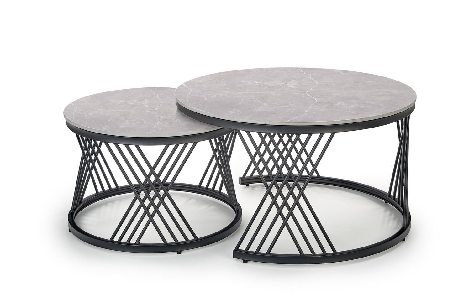 Kafijas galdiņš Flam 60/40; 80/46 cm pelēks marmors - N1 Home