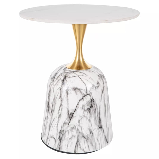 Kafijas galds Fami 59/50 cm balts/zelts - N1 Home