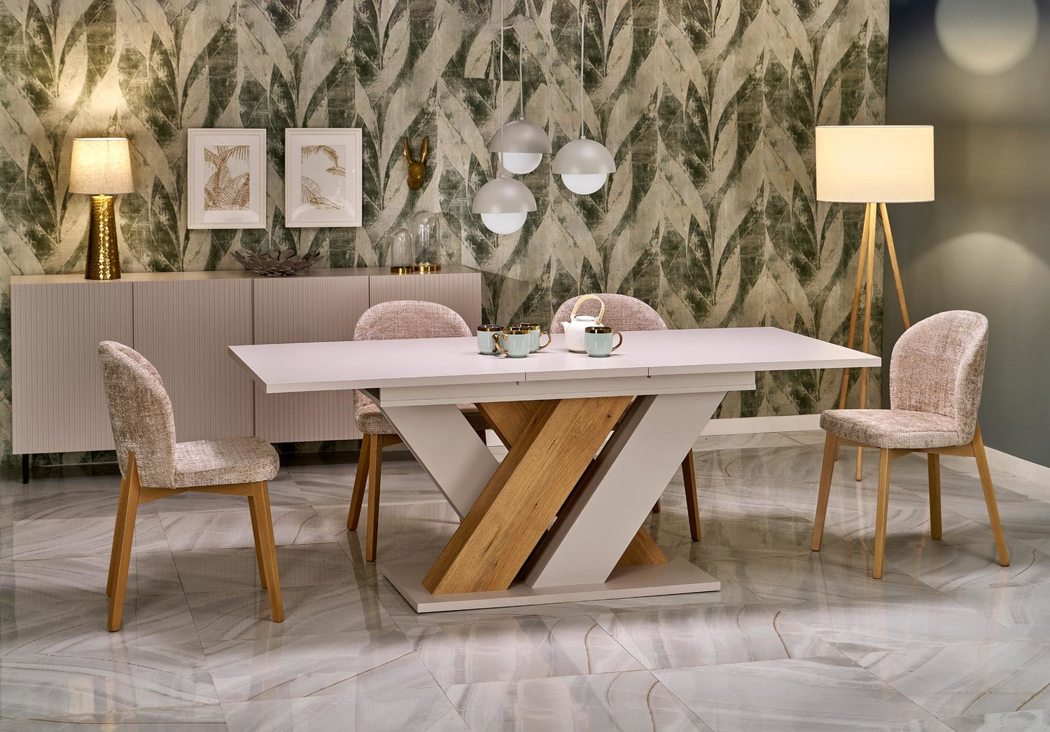 Galds Brans 160/90/77 cm kremonas ozols/kašmirs - N1 Home