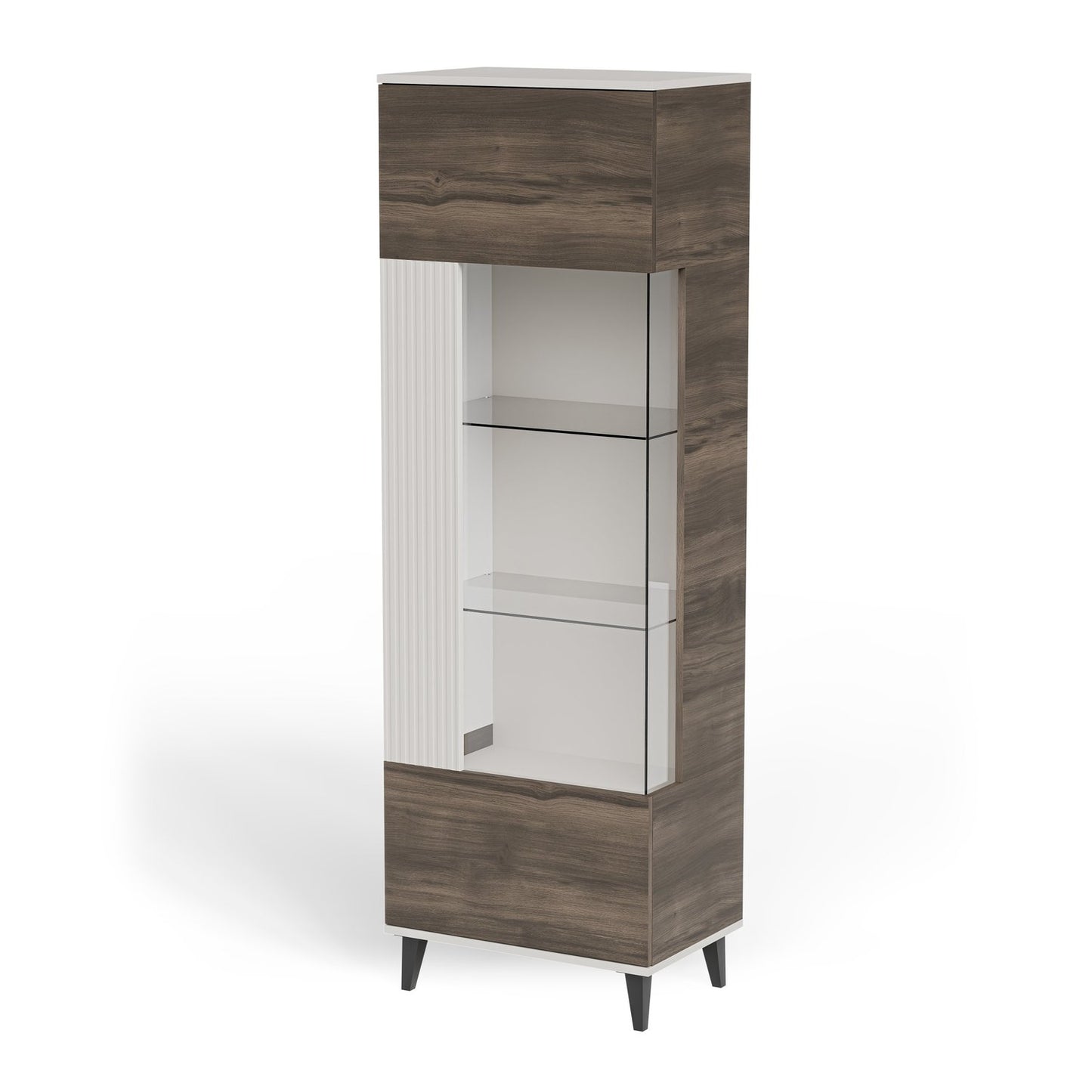 Vitrīnas skapis Berlin 60/40/182 cm kašmirs /valrieksts