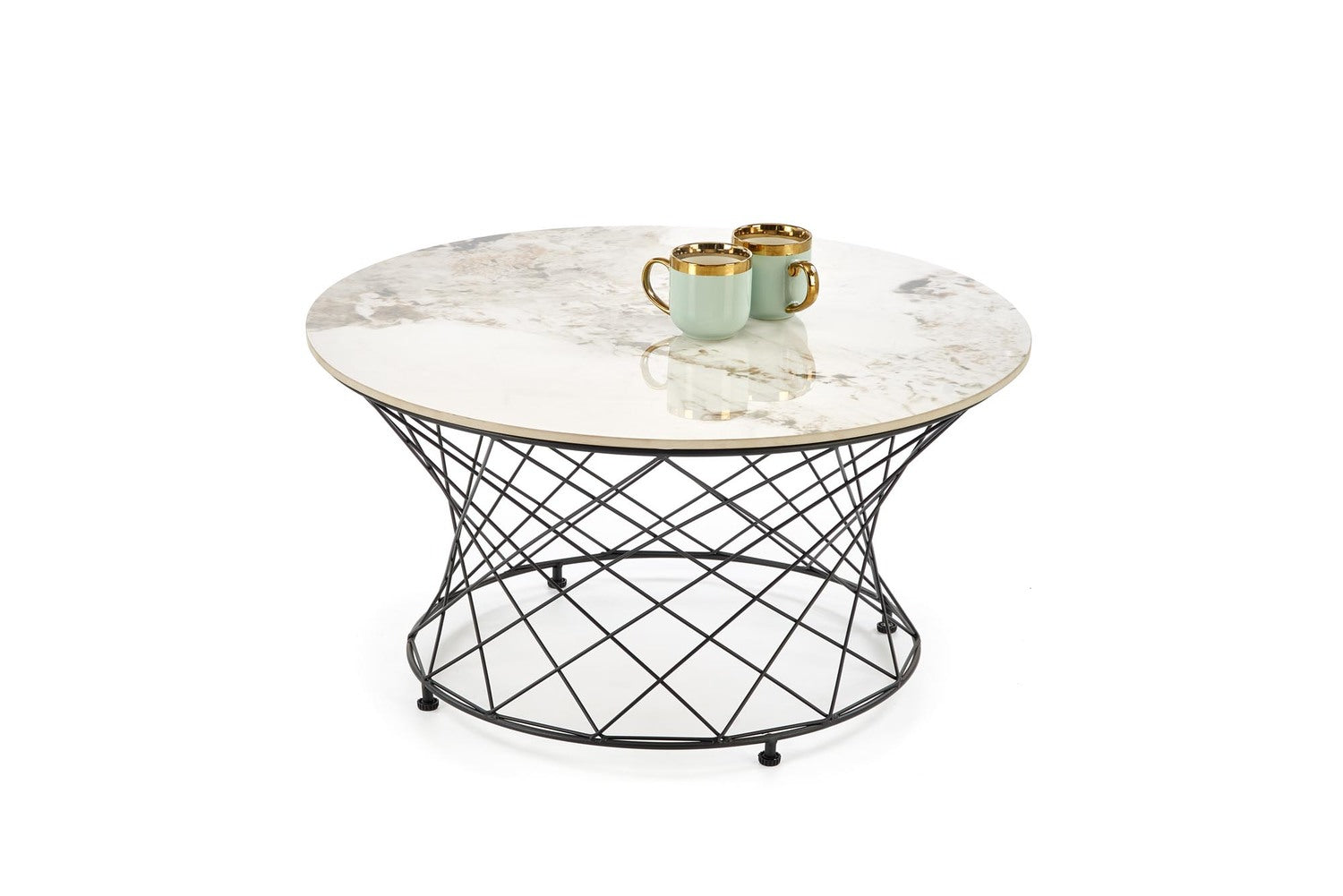 Kafijas galds 80/42 cm bēšs marmors/melns - N1 Home