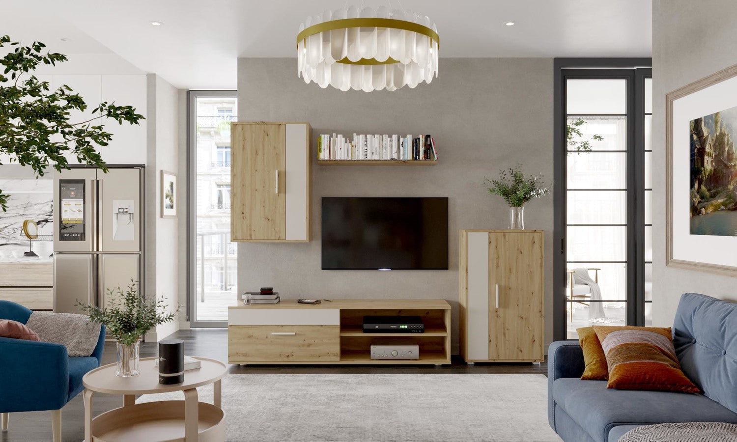 Mēbeļu komplekts Bensi 190 cm Artizan ozols/kašmirs - N1 Home