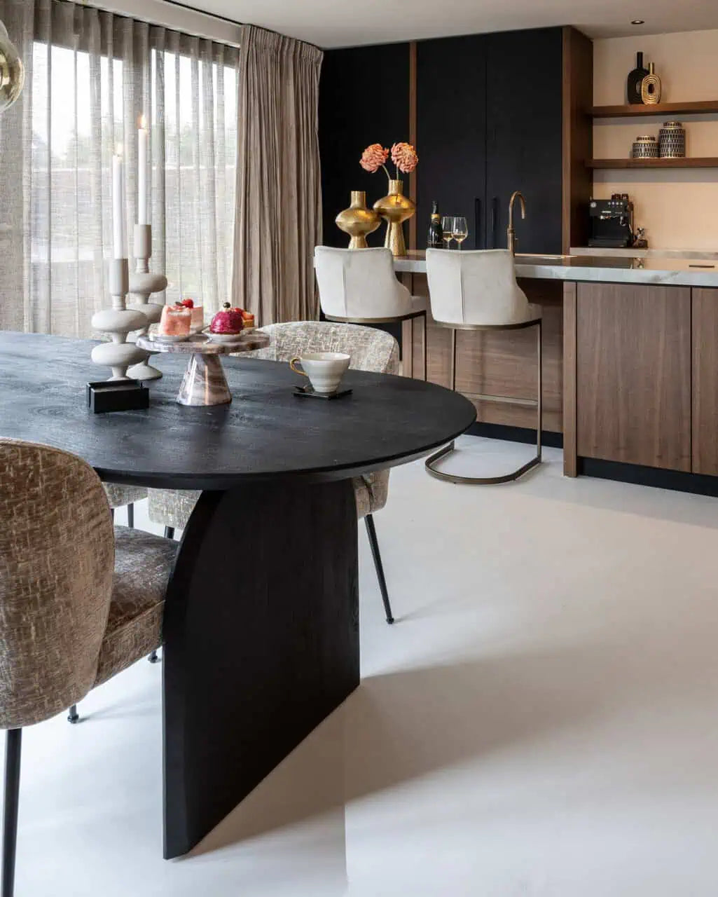 Bāra krēsls Bolton (Set of 2) Richmond Interiors 103/48/48 cm khaki velvet brushed gold - N1 Home