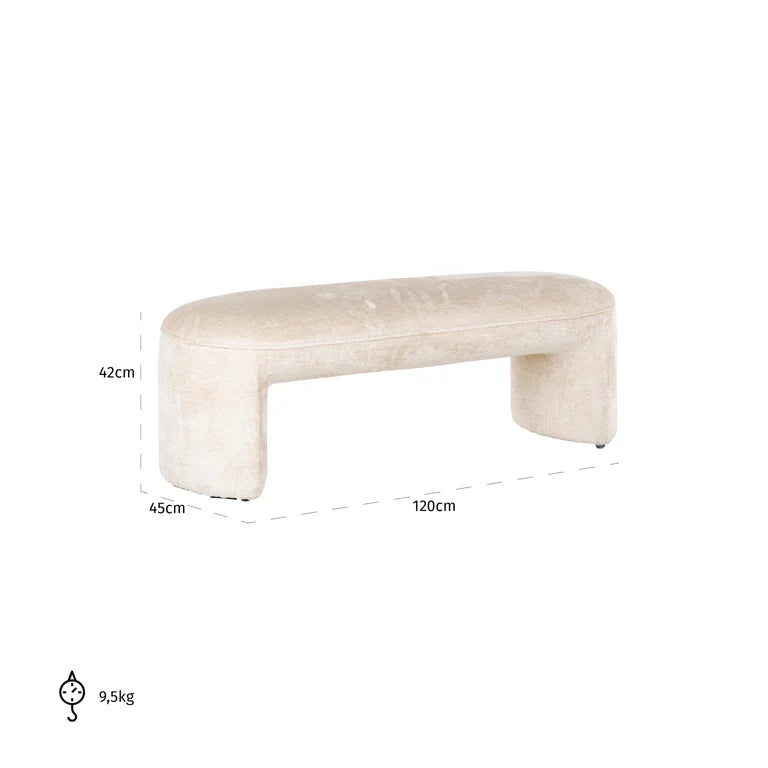 Soliņš Fargo Richmond Interiors 42/120/45 cm Bergen 900 white chenille - N1 Home