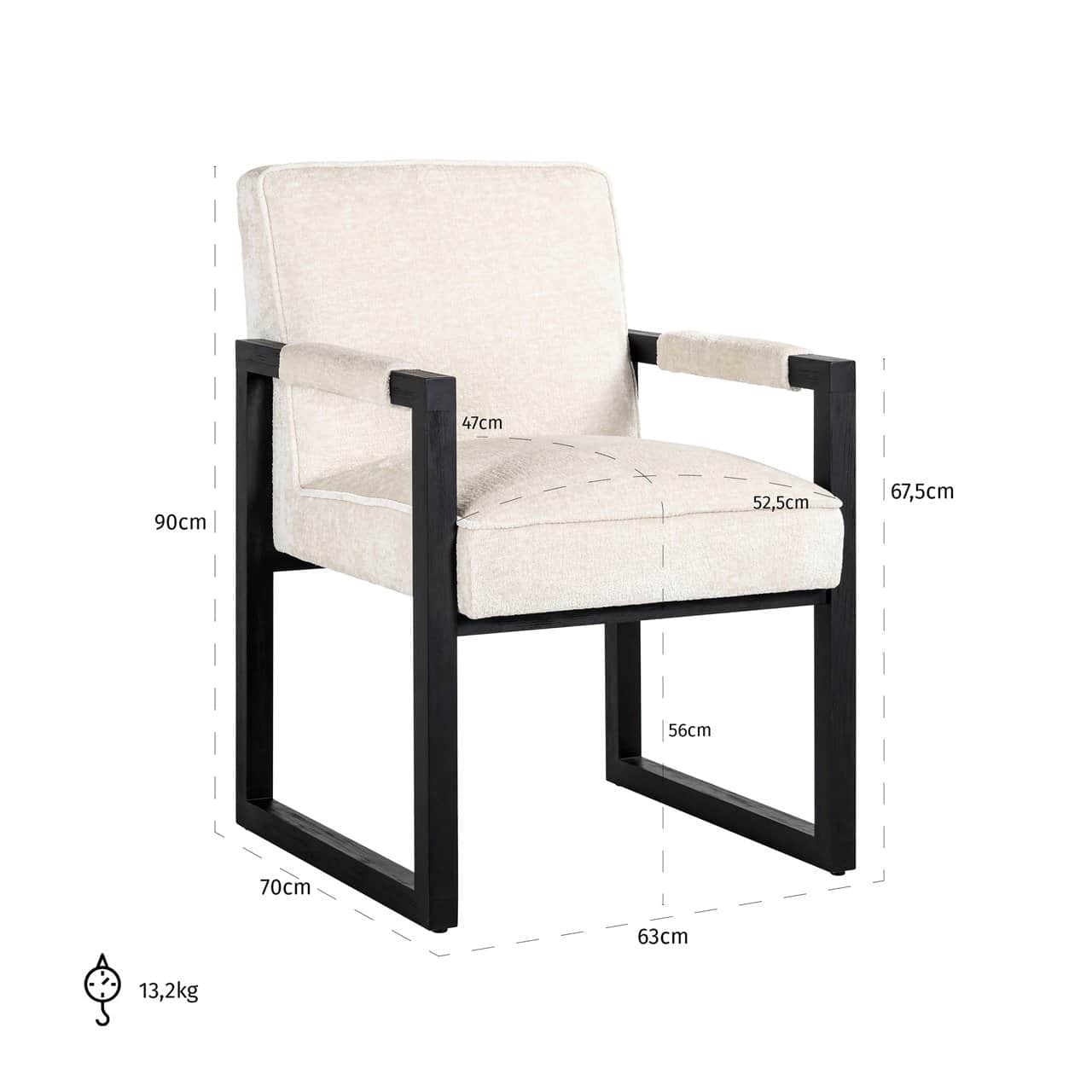 Krēsls Beck Richmond Interiors 63/90/70 cm white chenille