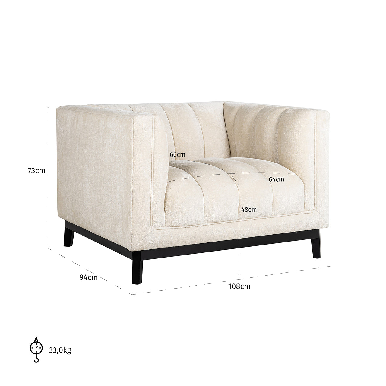 Atpūtas krēsls Beaudy Richmond Interiors 73/108/94 cm FR-Bergen 900 white chenille - N1 Home