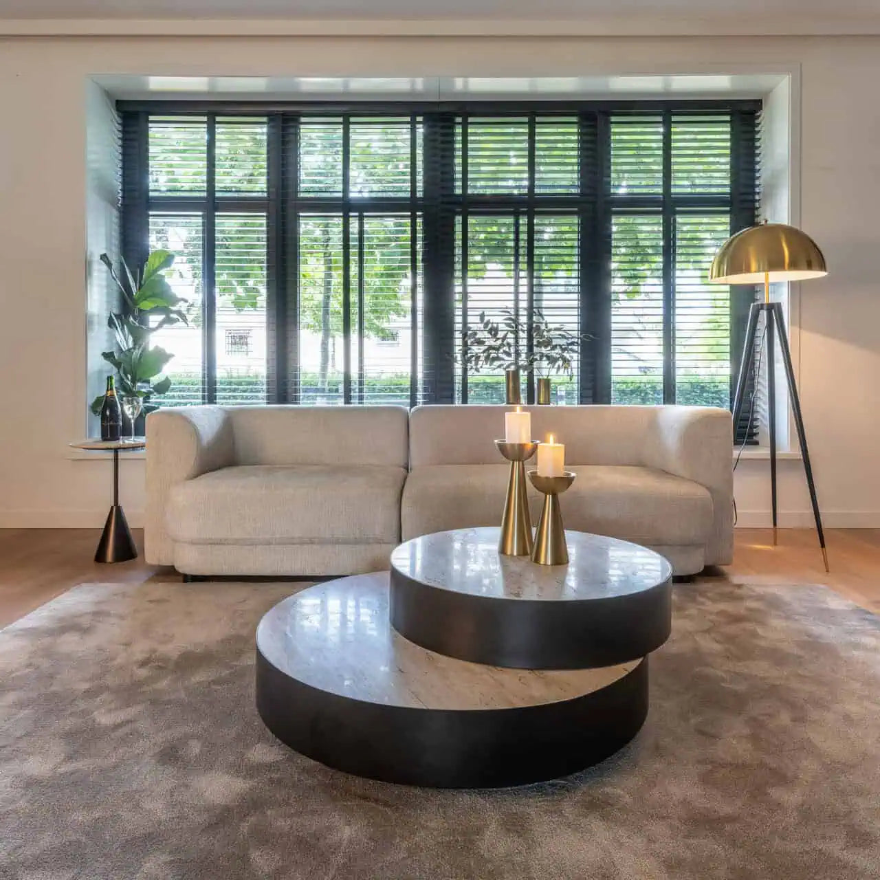 Kafijas galds Avalon Richmond Interiors 35/100/100 cm melns/bēšs - N1 Home