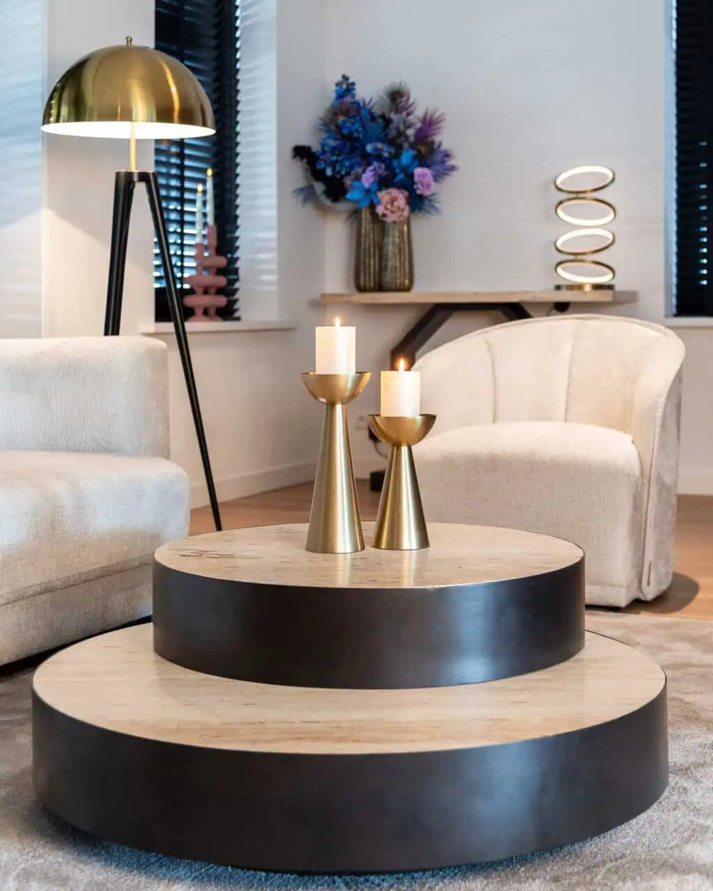 Kafijas galds Avalon Richmond Interiors 35/100/100 cm melns/bēšs - N1 Home