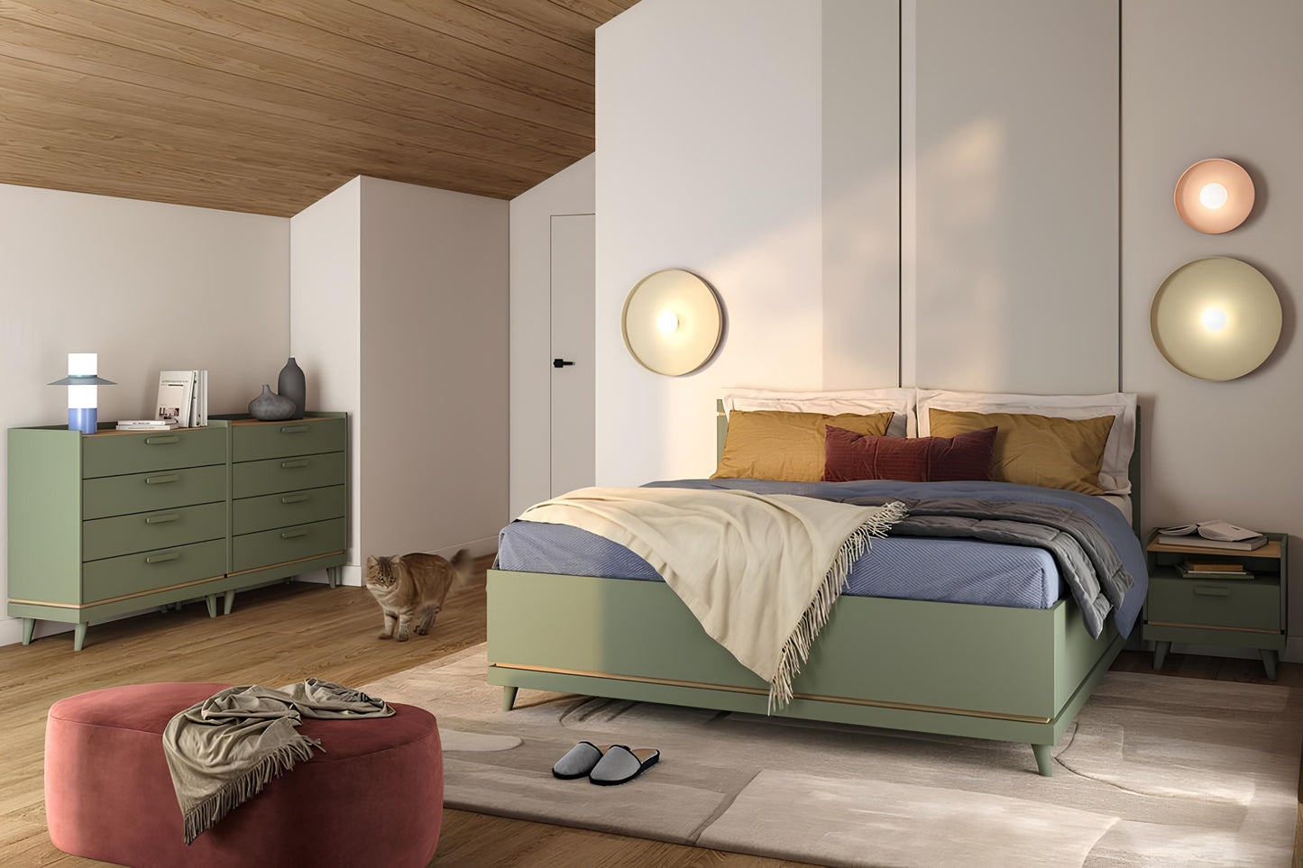 Kumode Skanija 90/90/40 cm zaļs - N1 Home