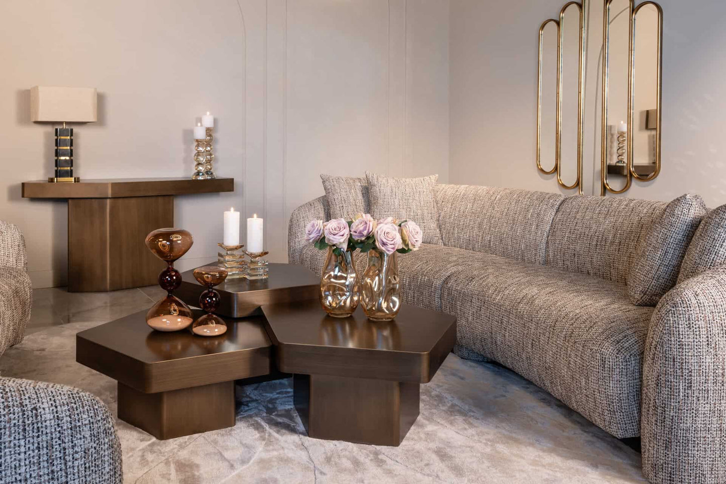 Konsole Hexa Richmond Interiors 75/150/40 cm brushed gold