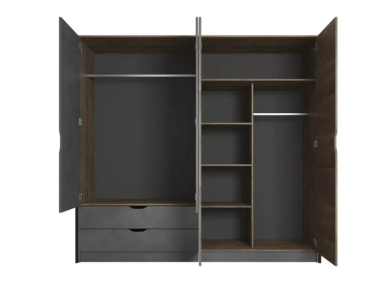 Skapis Ardi 220/204/56 cm ozols, smilšu krāsas, grunge/matera - N1 Home