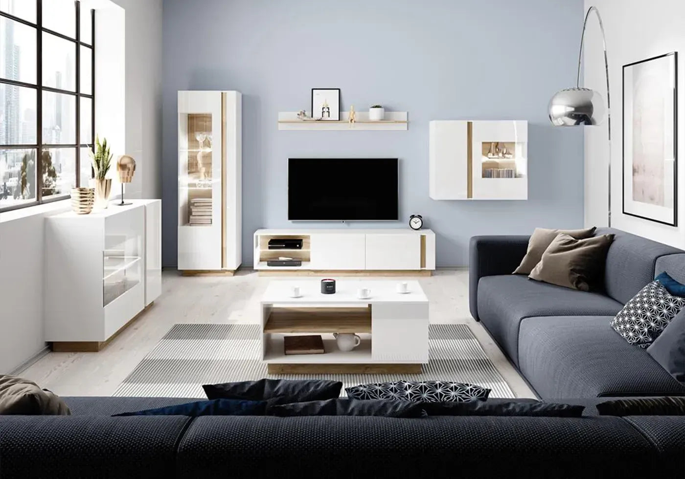 TV skapis Arci 138,1/45,5/40 cm balts/ozols - N1 Home