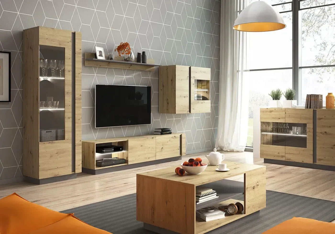 TV skapis Arci 187,5/45,5/40 cm antracits/ozols - N1 Home