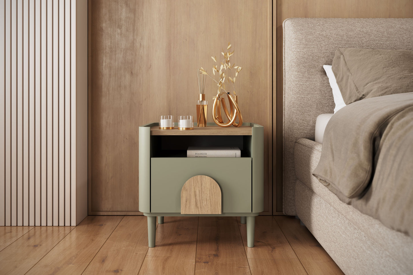 Naktsgaldiņš Amil 48/48/48 cm Eikalipts / Baltijas kāpu ozols / Dabīgais ozols - N1 Home