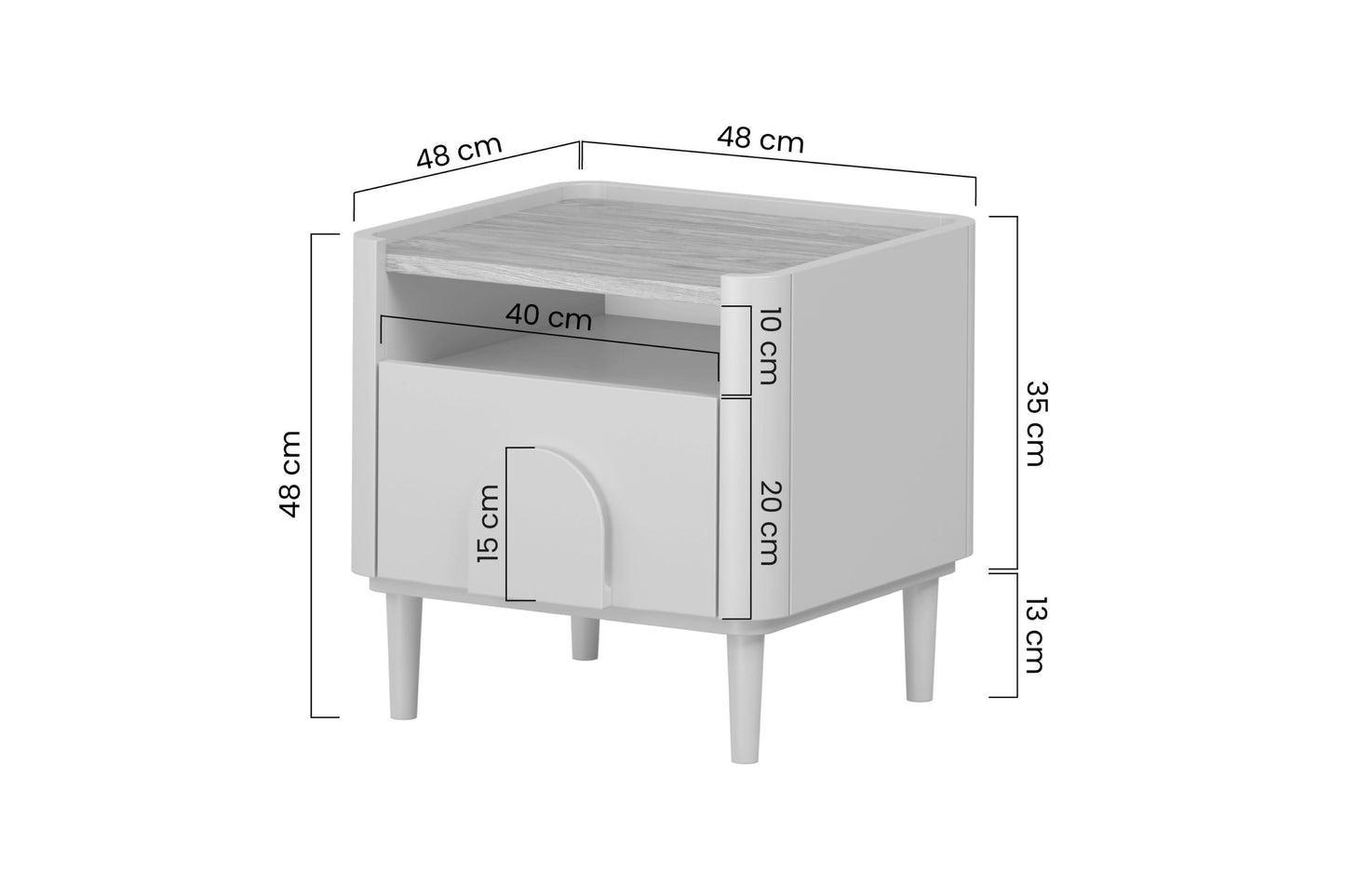 Naktsgaldiņš Amil 48/48/48 cm Kašmirs / Eļļots ozols - N1 Home