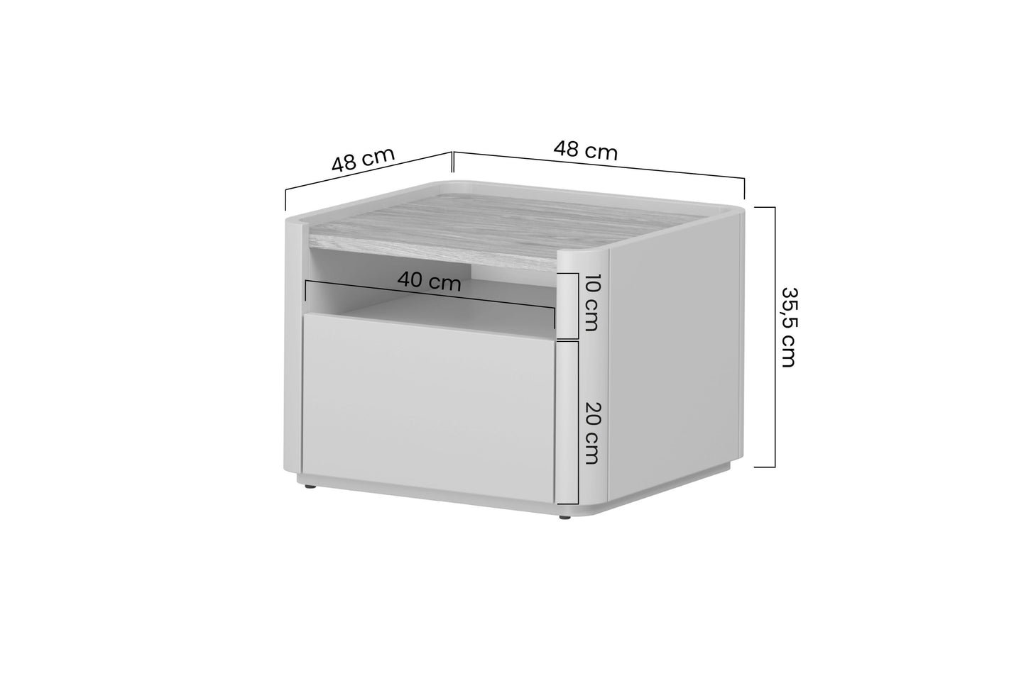 Naktsskapītis Elva 48/35.5/48 cm Kašmirs / Eļļots ozols - N1 Home