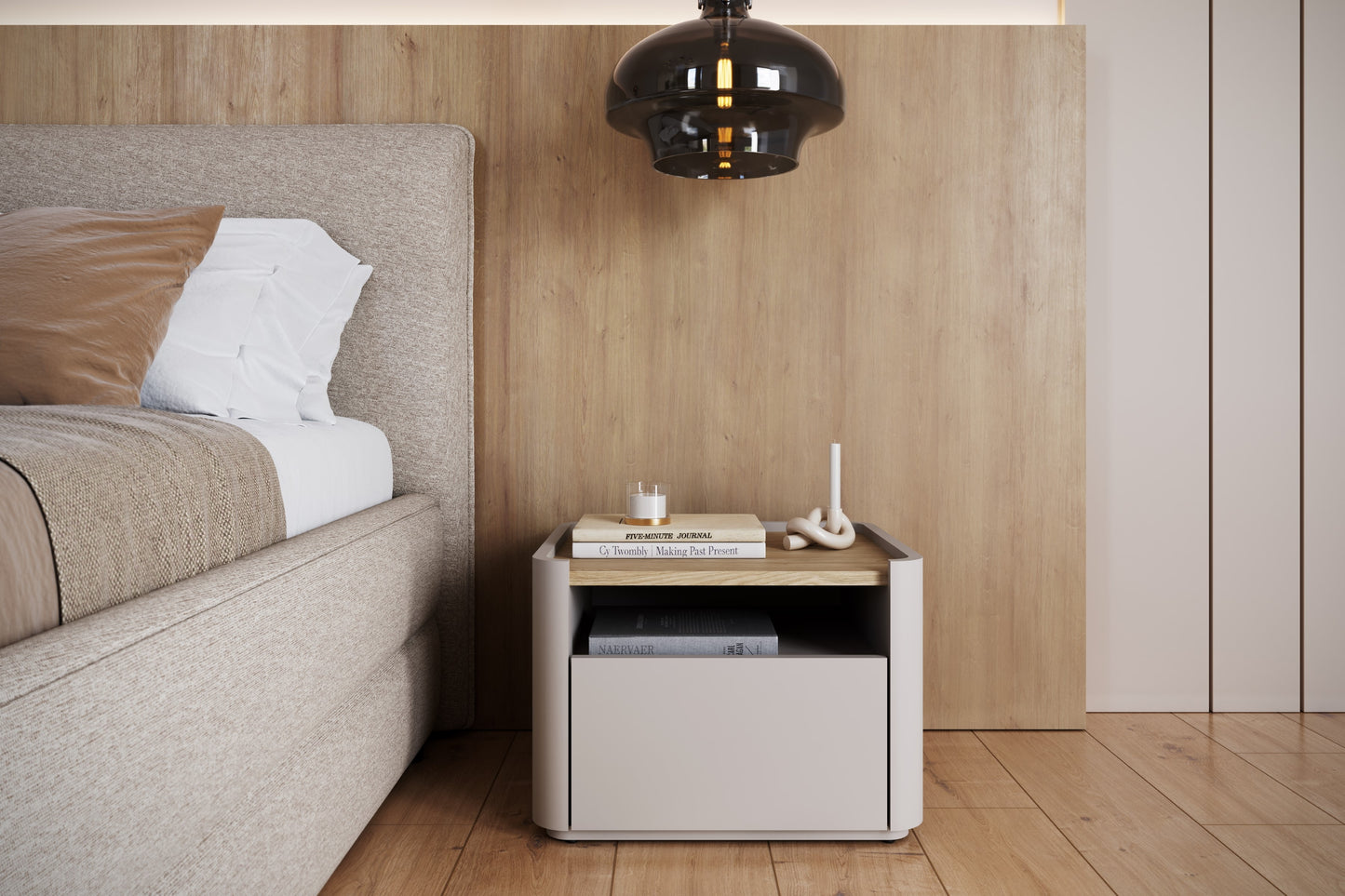 Naktsskapītis Elva 48/35.5/48 cm Kašmirs / Eļļots ozols - N1 Home