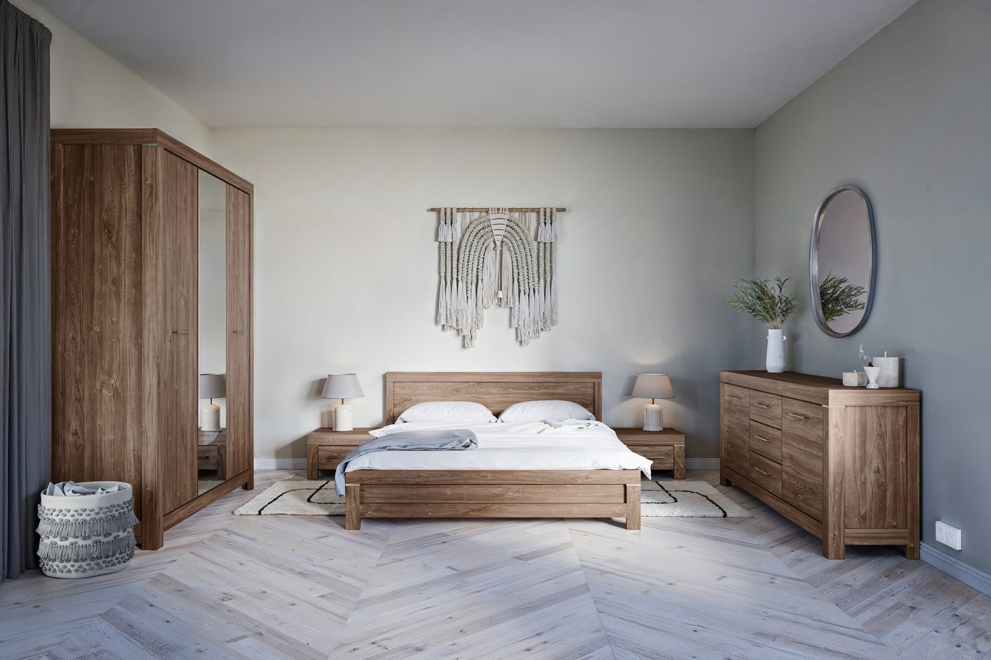 Naktsskapis Geri 53/35/45 cm rosīgs ozols - N1 Home