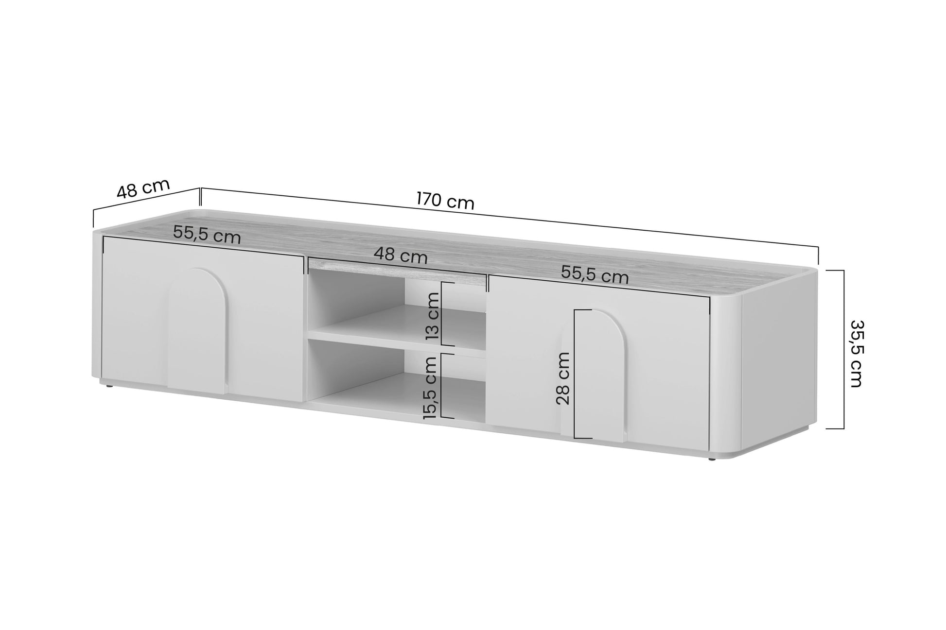 TV skapis Amil 170/35.5/48 cm Kašmirs/Eļļots ozols - N1 Home