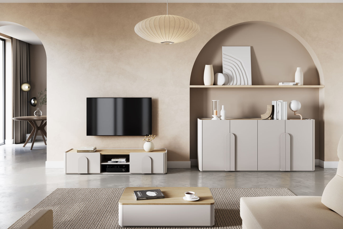 TV skapis Amil 170/35.5/48 cm Kašmirs/Eļļots ozols - N1 Home