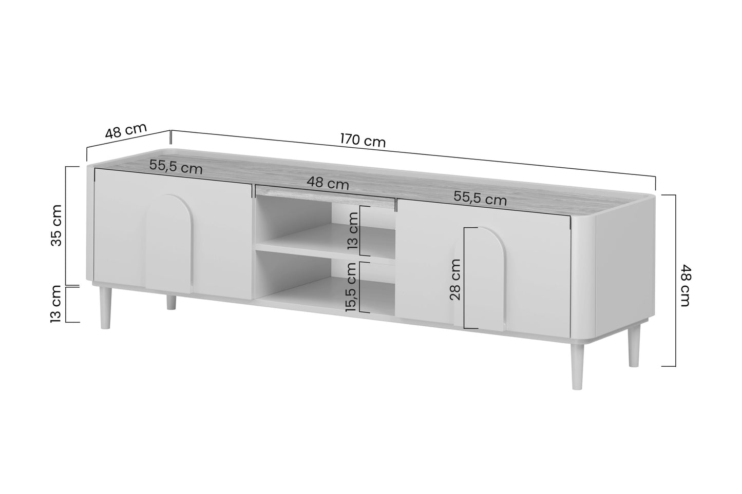 TV skapis Amil 170/48/48 cm eikalipts/ozols/Baltijas kāpas ozols - N1 Home