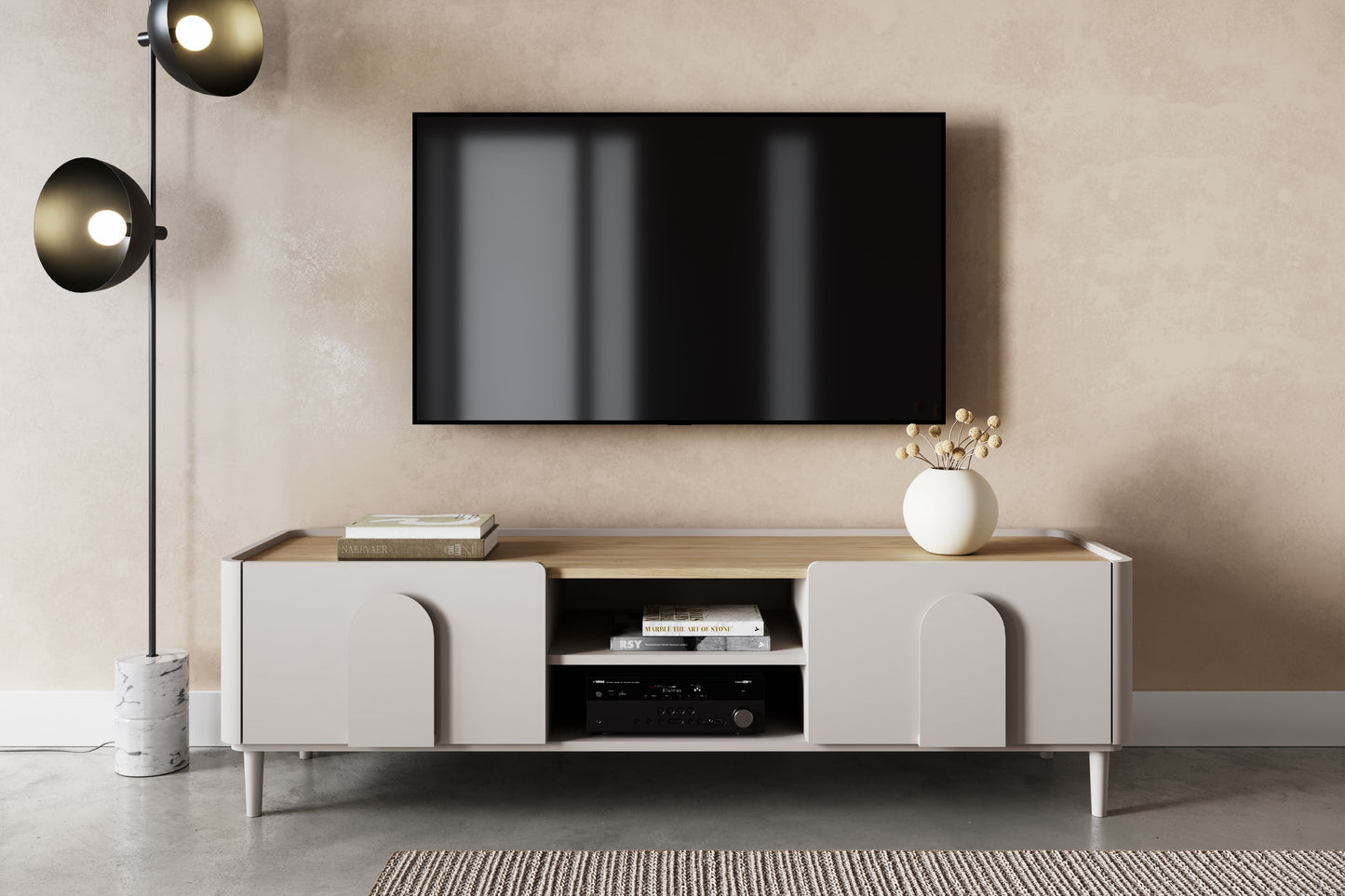 TV skapis Amil 170/48/48 cm kašmirs/eļļots ozols - N1 Home