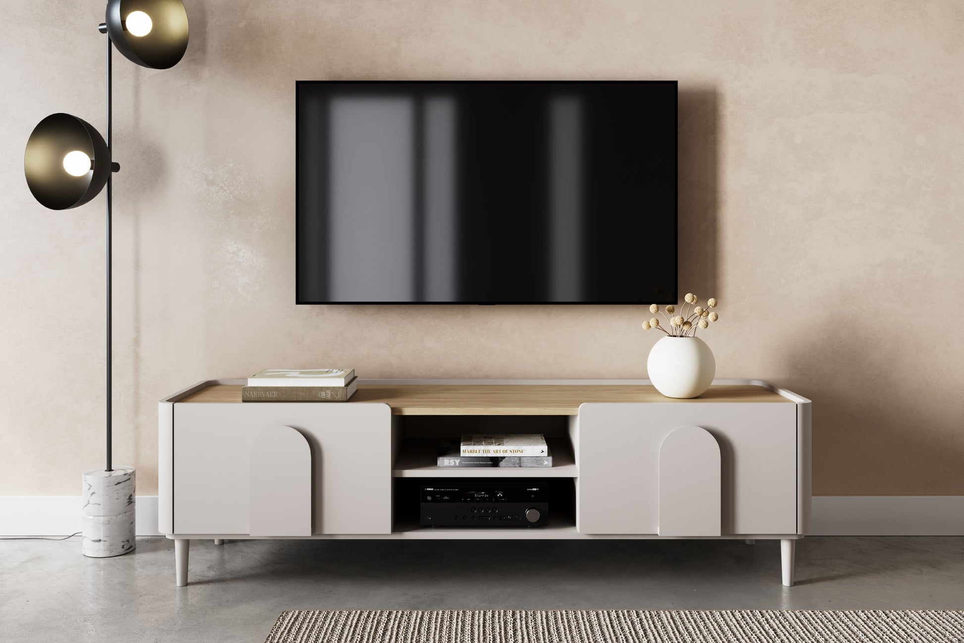 TV skapis Amil 170/48/48 cm kašmirs/eļļots ozols - N1 Home