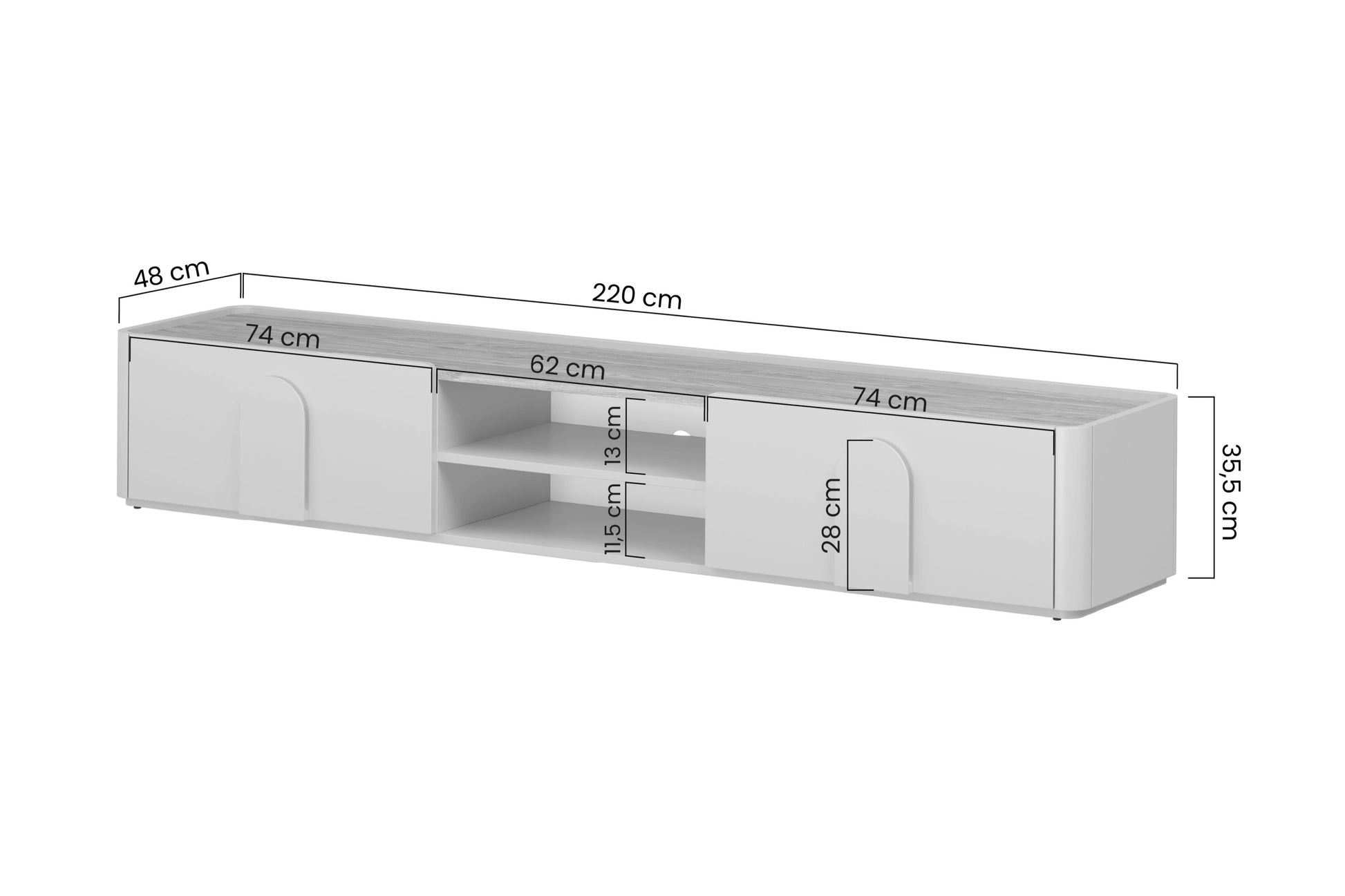 TV skapis Amil 220/35.5/48 cm Kašmirs / Eļļots ozols / Gaišs ozols - N1 Home