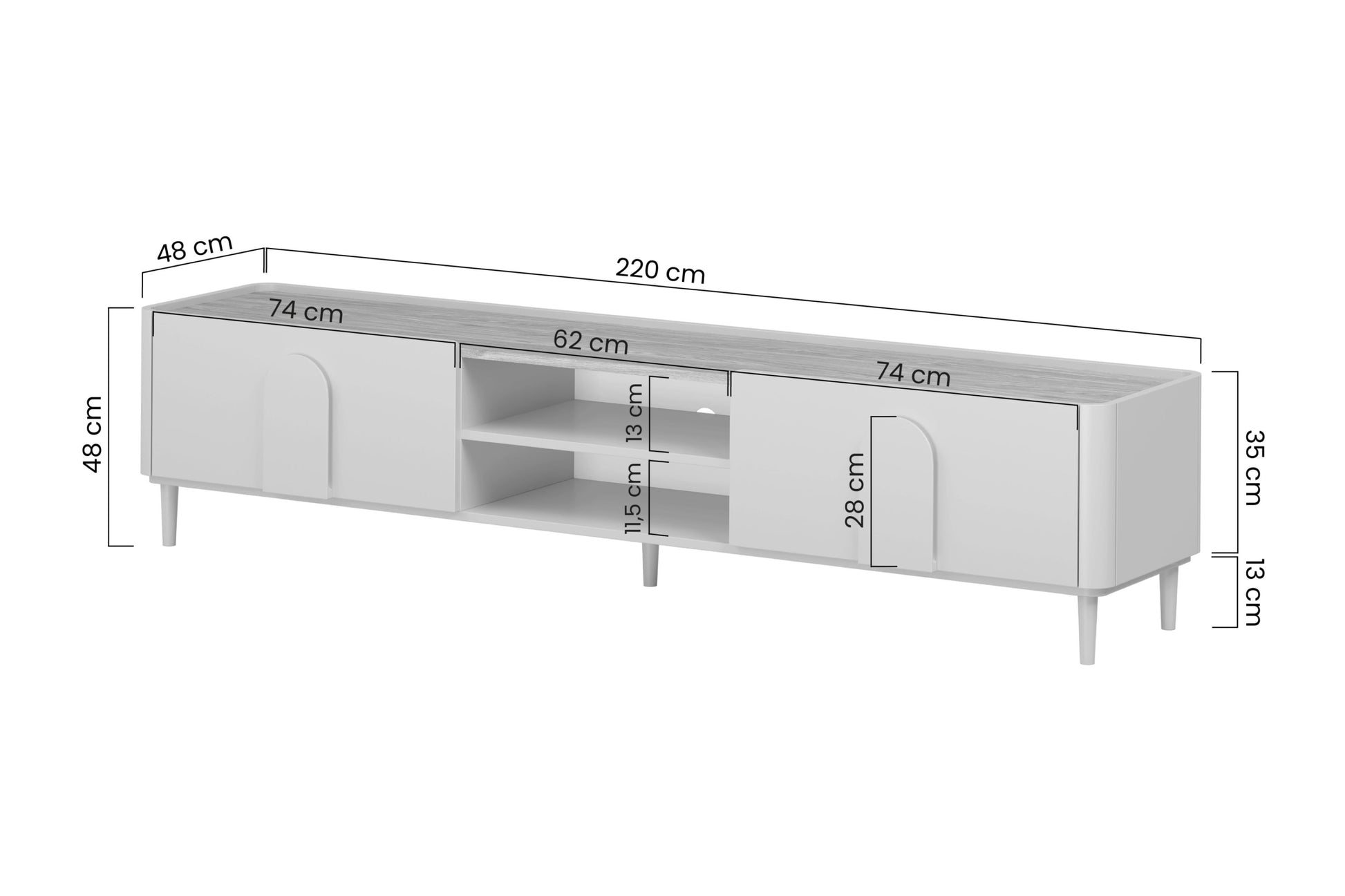 TV skapis Amil 220/48/48 cm Kašmirs / Eļļots ozols / Gaišs ozols - N1 Home