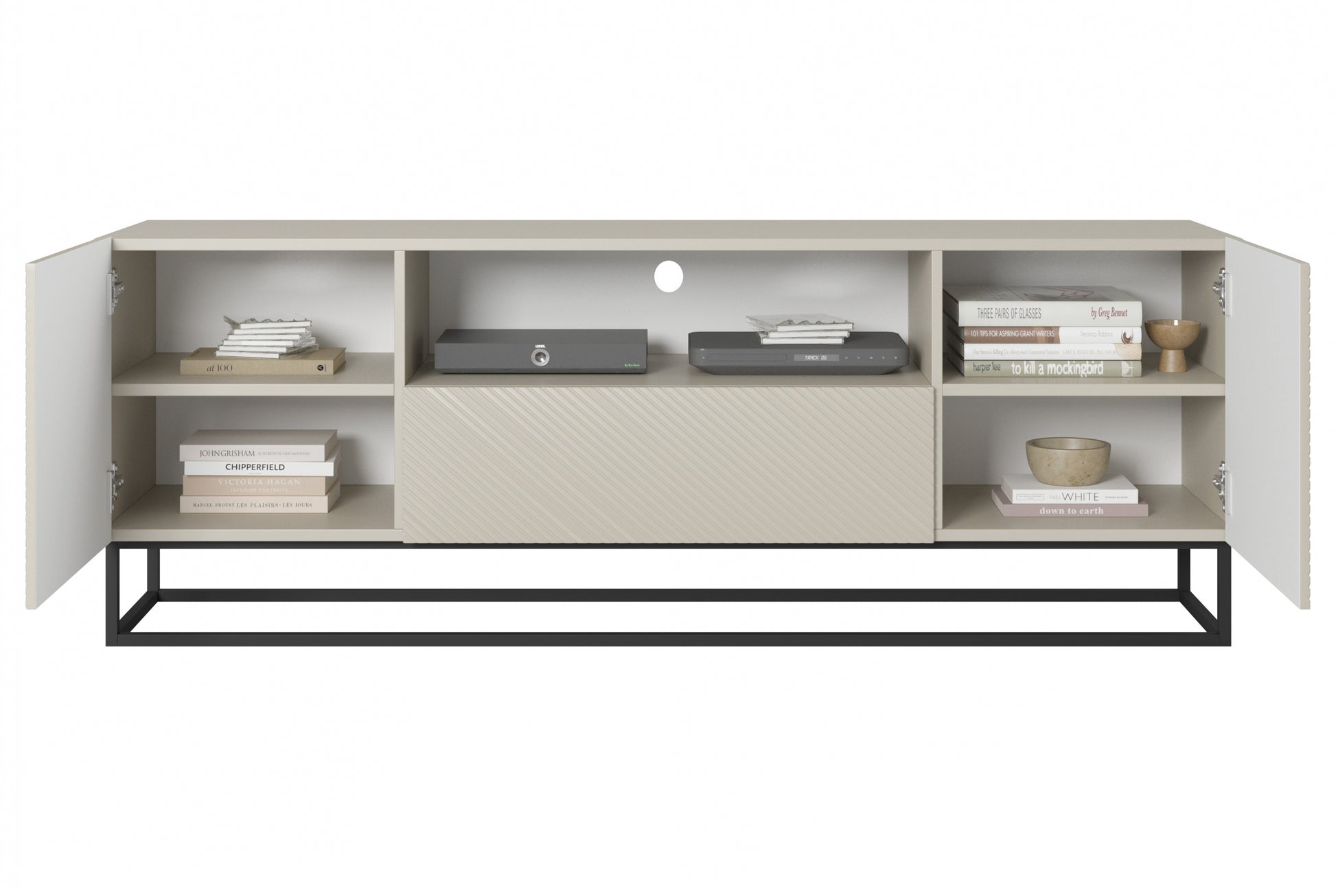 OSLO RTV kumode uz metāla kājām 167/60/40 cm kašmirs/melns - N1 Home