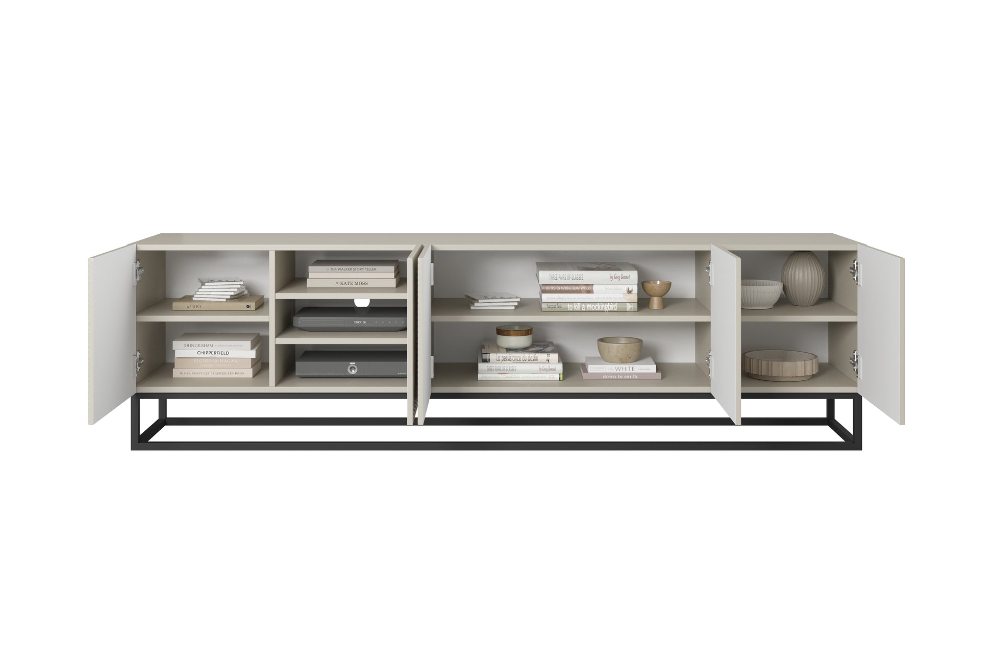 OSLO RTV kumode uz metāla kājām 200/56/40 cm kašmirs/melns - N1 Home