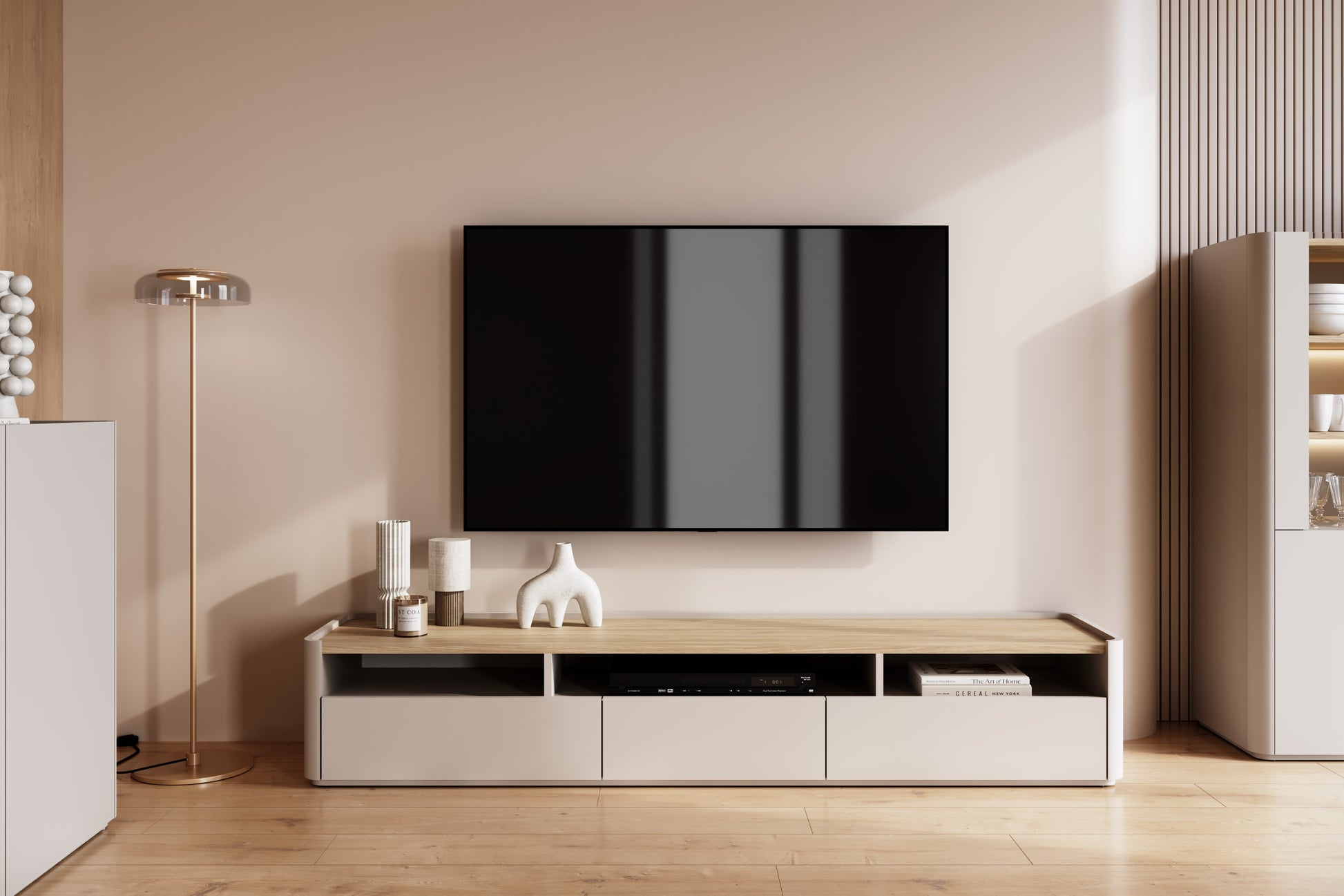 TV skapis Elva 200/35.5/48 cm Kašmirs / Eļļots ozols - N1 Home