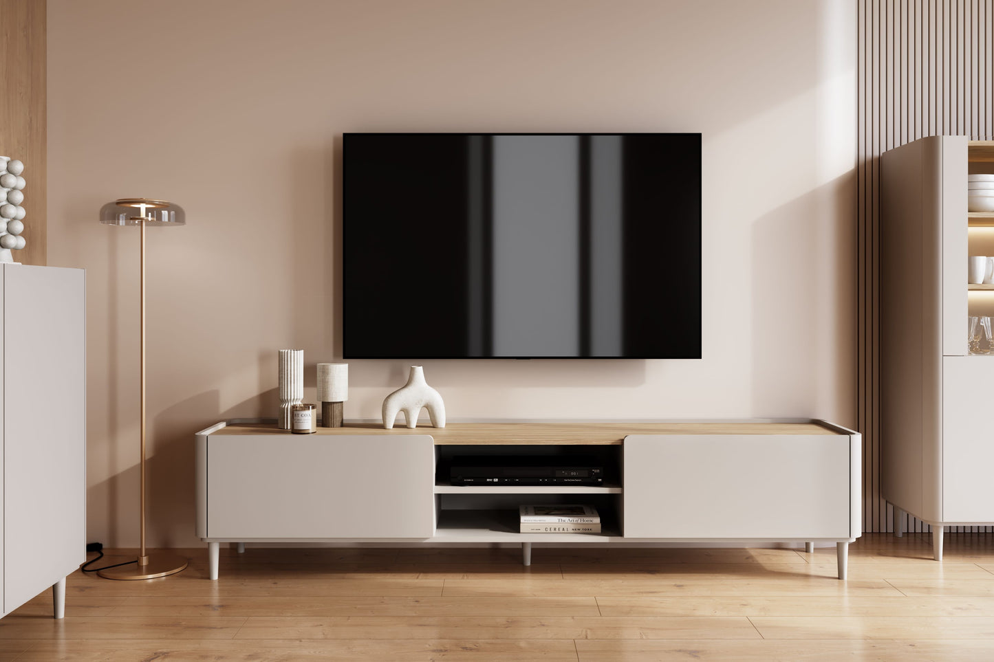 TV skapis Elva 220/48/48 Kašmirs / Eļļots ozols - N1 Home