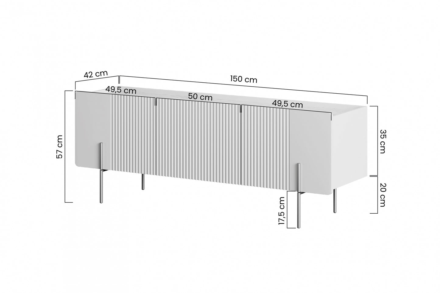 RTV skapis Dersi 200/57/42 cm kamirs/melns - N1 Home