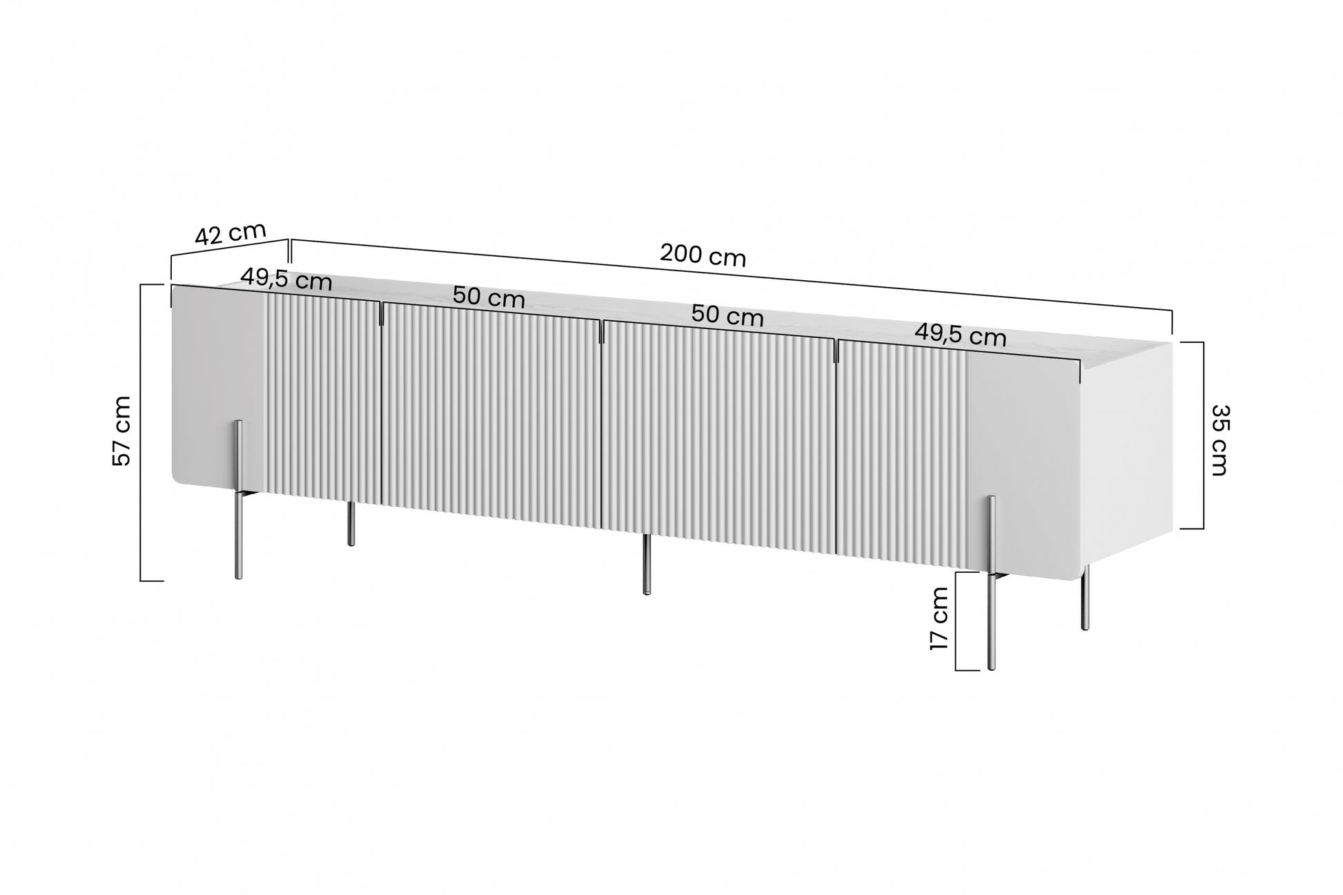 RTV skapis Dersi 200/57/42 cm kašmirs/melns - N1 Home