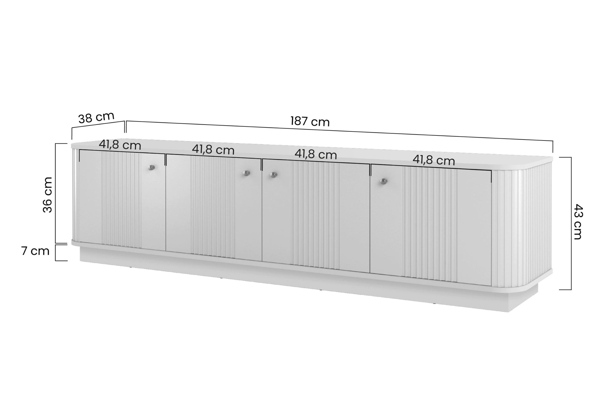 TV skapis Vespa 187/43/38 cm kašmirs/rieksts/zelts - N1 Home