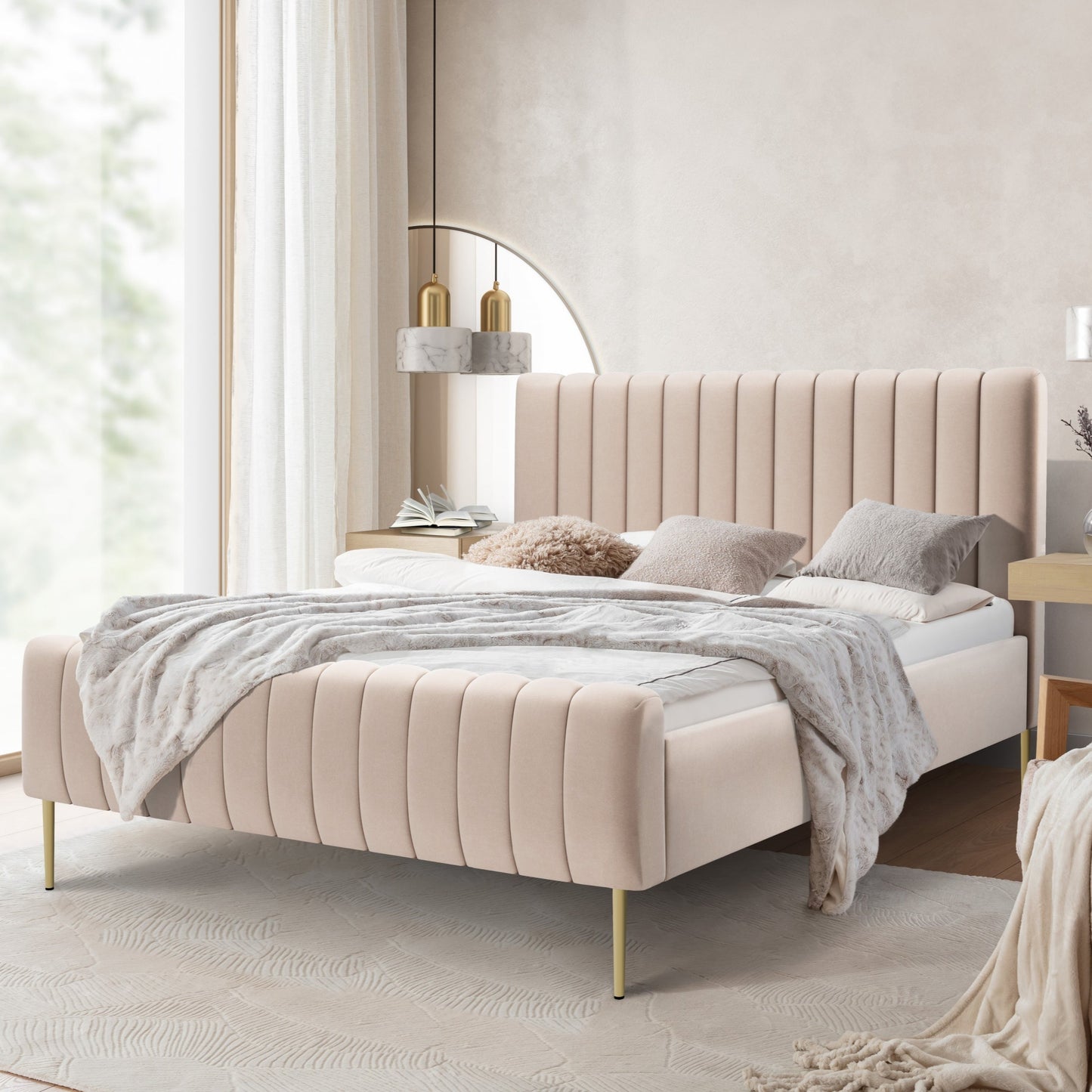 Gulta Austin zelta  kājas 120; 140; 160; 180/200 cm Velluto 2 - N1 Home