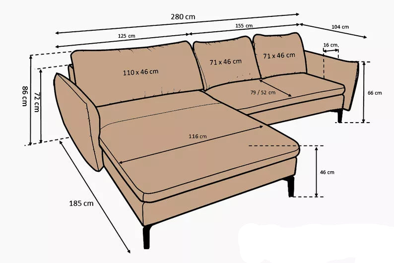 Dīvāns AFA 280/72/185 cm - N1 Home