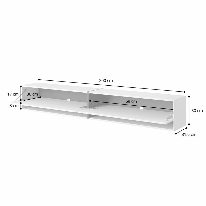 RGO TV skapis, 140/200 cm, balts marmors ar zelta ieliktni - N1 Home