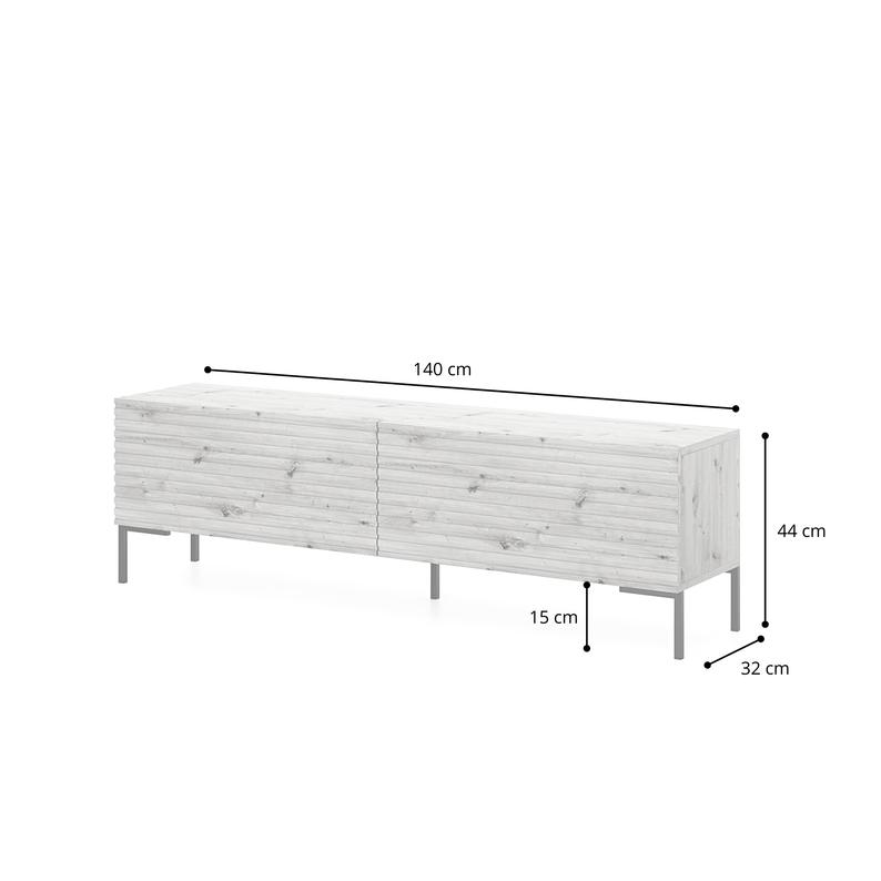 LAMME TV skapis, 140 cm, melnas/ozola līstes - N1 Home