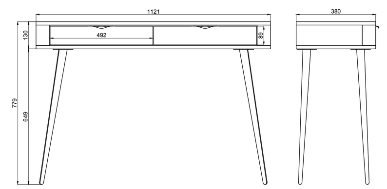 VALO Tualetes galdiņš ar atvilktnēm, 112 cm, melns - N1 Home